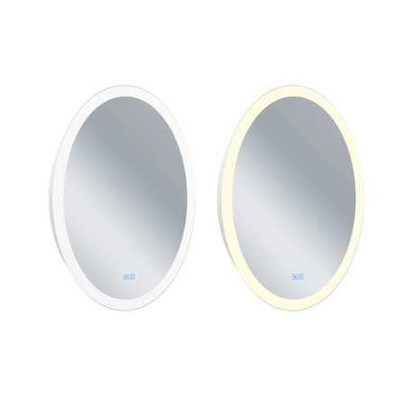 CWI LIGHTING Oval Matte White Led 22 In. Mirror From Our Agostino Collection 1234W22-O